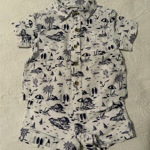 Janie and Jack 6-12m Nautical Print Shirt and Shorts Set